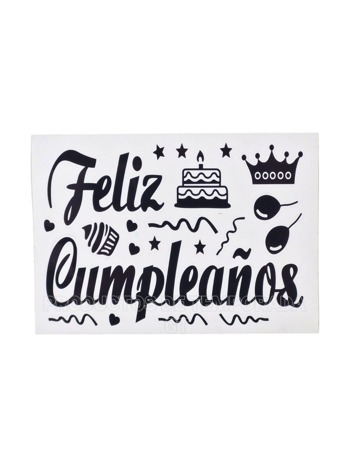 Stiker Feliz Cumpleaños - Negro