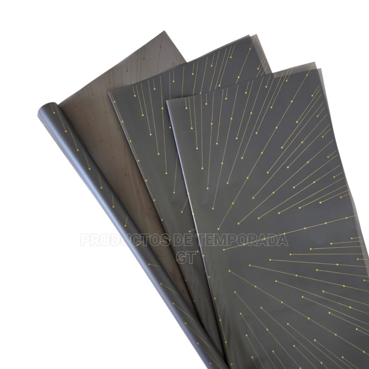 Papel Coreano GRIS OSCURO con Rayos Dorados