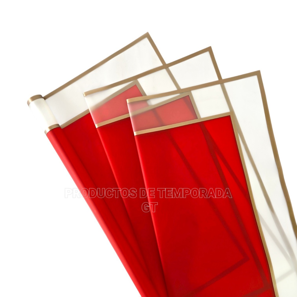 Papel Coreano ROJO con Marco Transparente Orilla Bronce