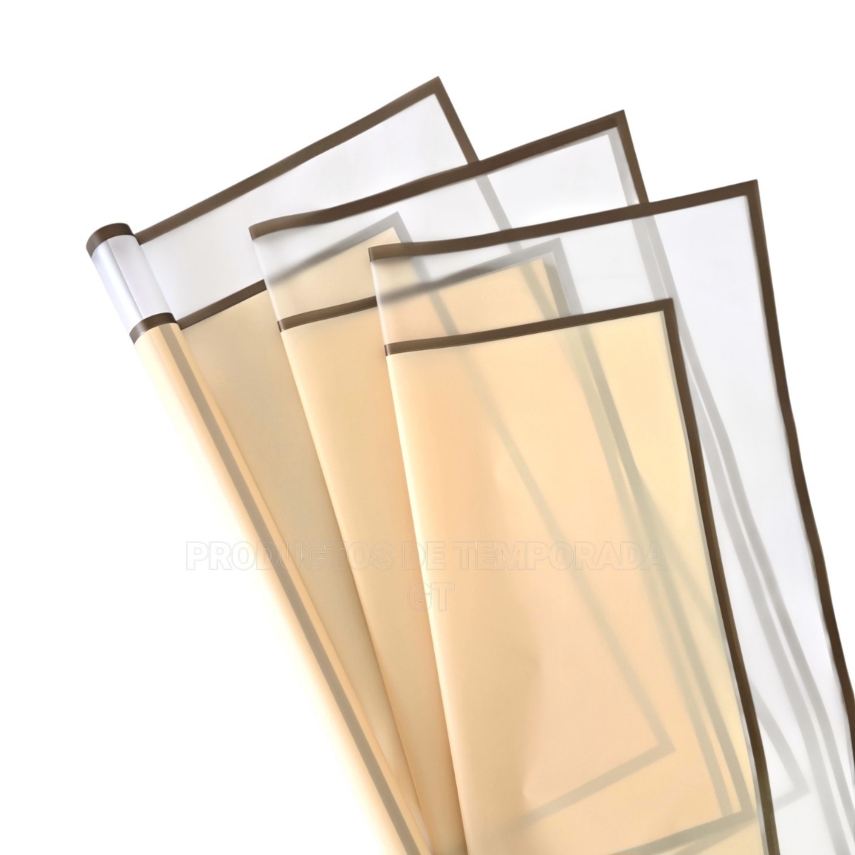 Papel Coreano CHAMPAGNE con Marco Transparente Orilla Bronce