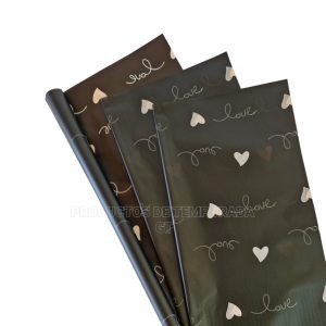 Papel Coreano Negro Corazon Love 05_1
