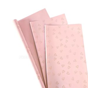 Papel Coreano Rosado Corazon Dorado 04_1