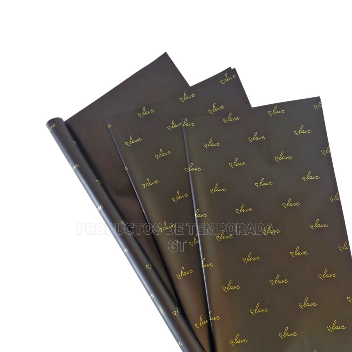 Papel Coreano Negro con Dorado Love 12_5