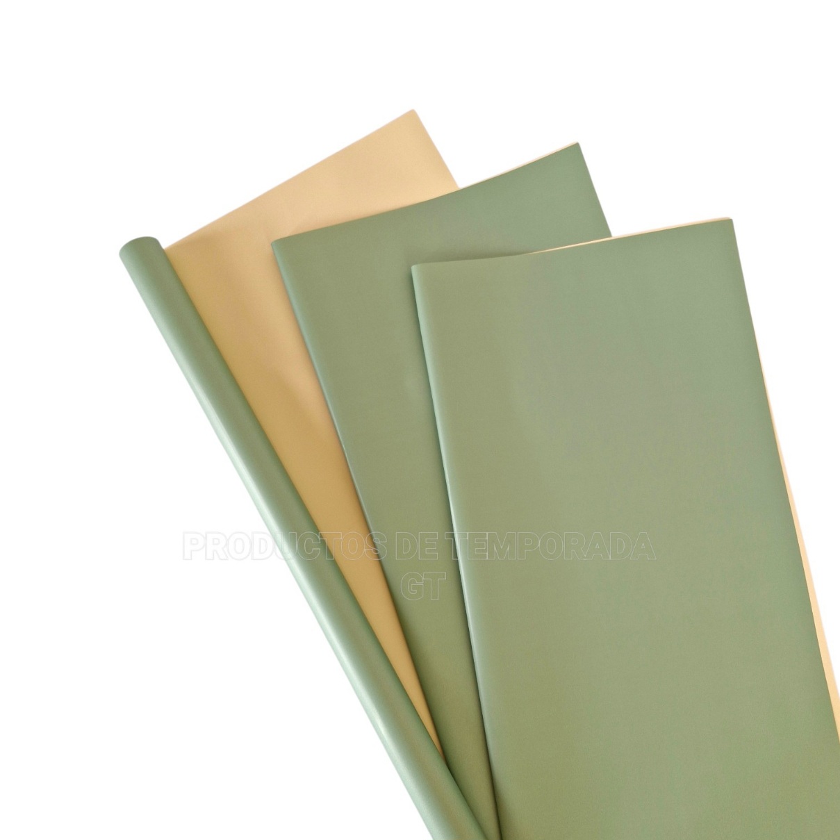Papel Coreano Verde con fondo Champan 13_34