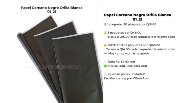 01_21 Papel Coreano Negro Orilla Blanca 01_21