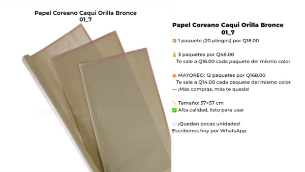 01_7 Papel Coreano Caqui Orilla Bronce 01_7