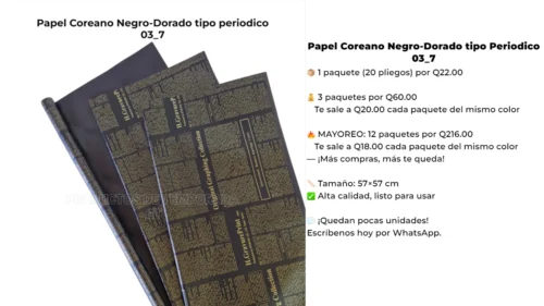 Papel Coreano Negro-Dorado tipo periodico 03_7