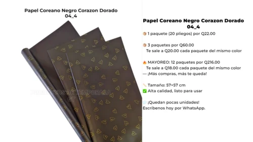 04_4 Papel Coreano Negro Corazon Dorado 04_4