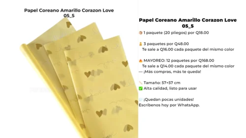 05_5 Papel Coreano Amarillo Corazon Love 05_5
