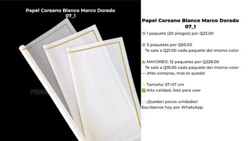 07_1 Papel Coreano Blanco Marco Dorado 07_1