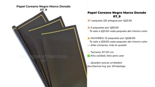 07_9 Papel Coreano Negro Marco Dorado 07_9