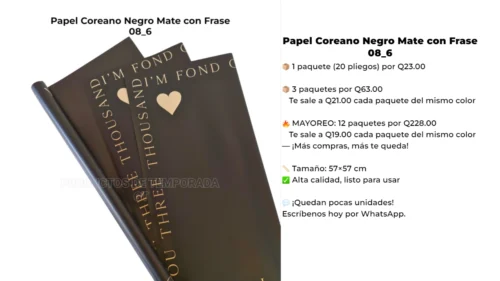Papel Coreano Negro Mate con Frase 08_6