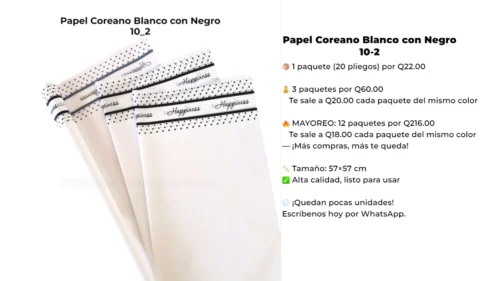 10_2 Papel Coreano Blanco con Negro 10_2