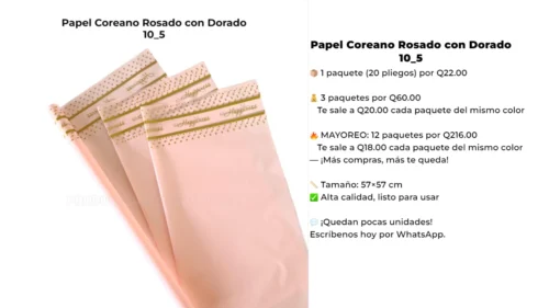 Papel Coreano Rosado con Dorado 10_5