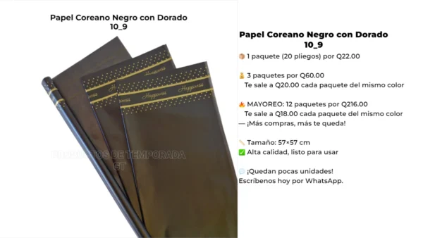 10_9 Papel Coreano Negro con Dorado 10_9