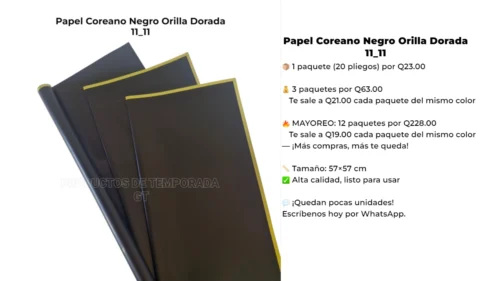 Papel Coreano Negro Orilla Dorada 11_11