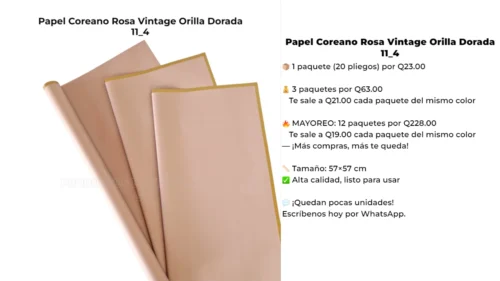 Papel Coreano Rosa Vintage Orilla Dorada 11_4