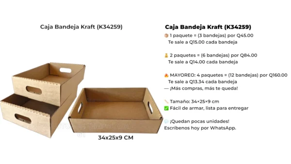 Caja Bandeja Kraft (K34259) Caja Bandeja Kraft (K34259)