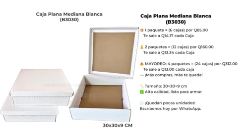 Caja Plana Mediana Blanca (B3030) Caja Plana Mediana Blanca (B3030)