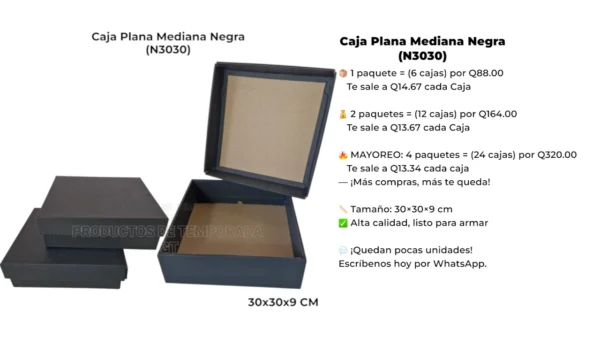 Caja Plana Mediana Negra (N3030) Caja Plana Mediana Negra (N3030)