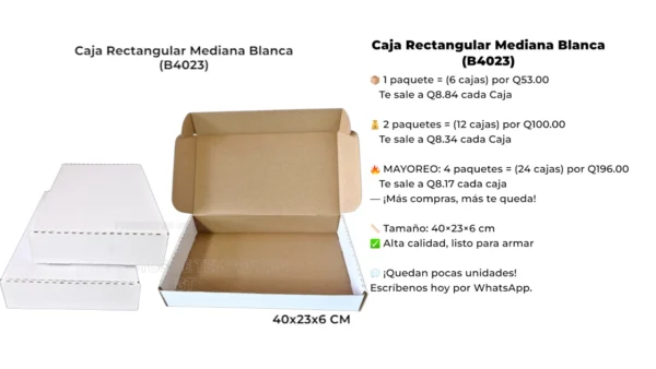 Caja Rectangular Mediana Blanca (B4023)