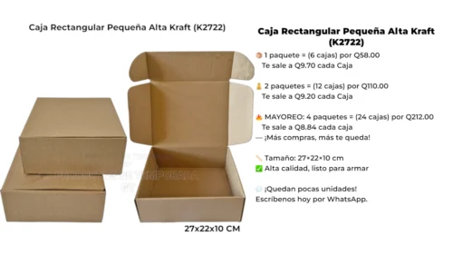 Caja Rectangular Pequeña Alta Kraft (K2722) Caja Rectangular Pequeña Alta Kraft (K2722)