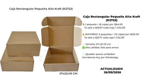 Caja Rectangular Pequeña Alta Kraft (K2722)