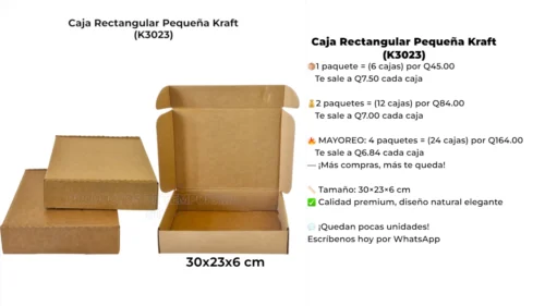 Caja Rectangular Pequeña Kraft (K3023)