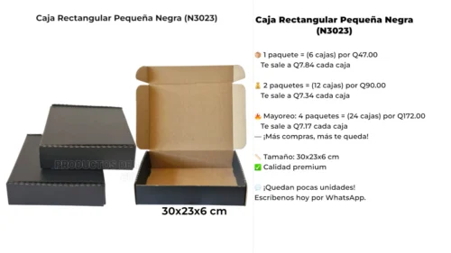 Caja Rectangular Pequeña Negra (N3023)