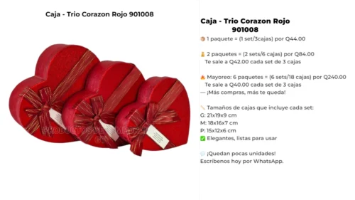 Caja - Trio Corazon Rojo 901008 Caja - Trio Corazon Rojo 901008