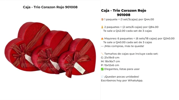 Caja - Trio Corazon Rojo 901008 Caja - Trio Corazon Rojo 901008