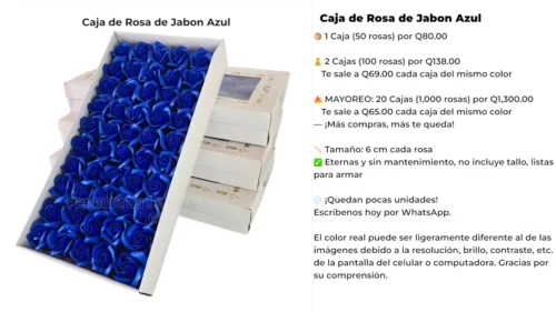 Caja de Rosa de Jabon Azul Caja de Rosa de Jabon Azul