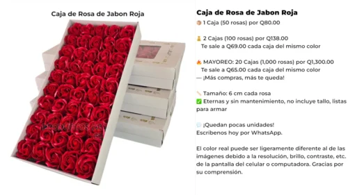 Caja de Rosa de Jabon Roja