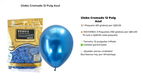 Globo Cromado 12 Pulg Azul