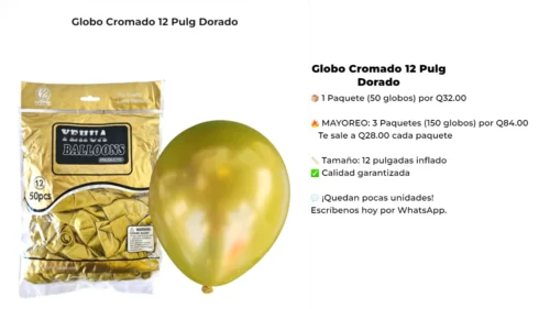 Globo Cromado 12 Pulg Dorado