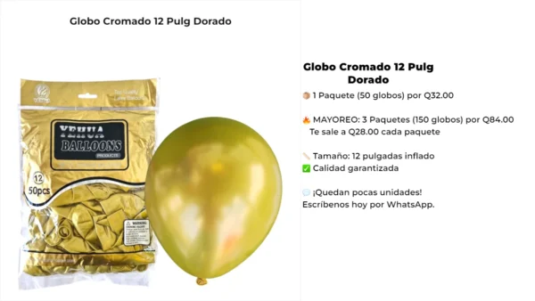 Globo Cromado 12 Pulg Dorado