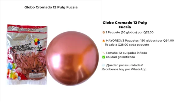 Globo Cromado 12 Pulg Fucsia