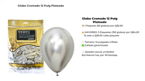 Globo Cromado 12 Pulg Plateado
