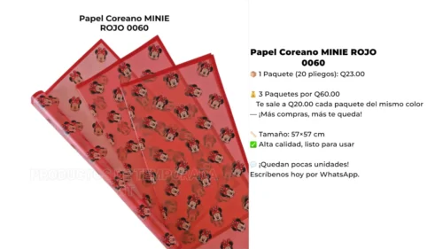 Papel Coreano Minie Rojo 0060 Papel Coreano MINIE ROJO 0060