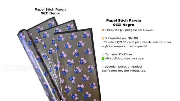 Papel Stich Pareja 0631 Negro