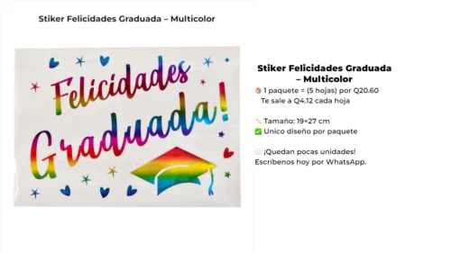 Stiker Felicidades Graduada - Multicolor