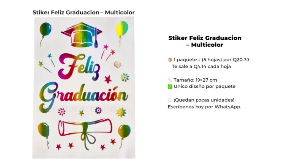 Stiker Feliz Graduacion - Multicolor