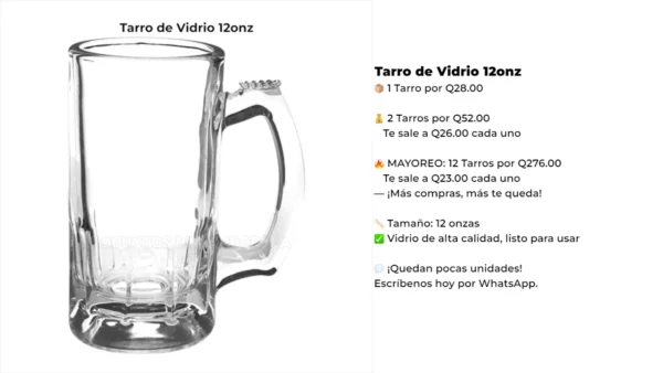 Tarro de Vidrio 12onz