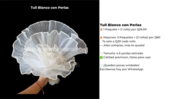 Tull Blanco con Perlas