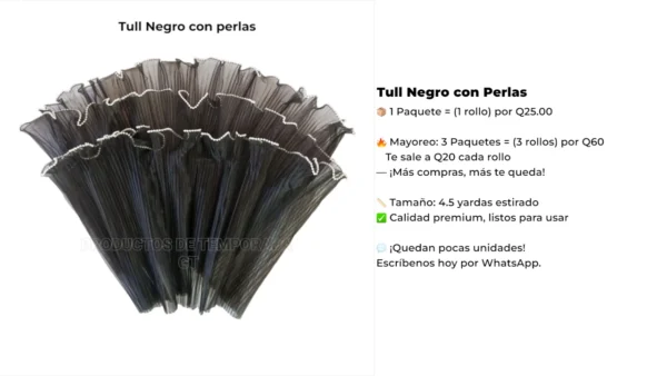 Tull Negro con perlas Tull Negro con perlas