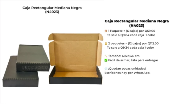 Caja Rectangular Mediana Negra (N4023)