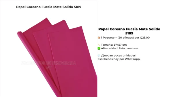 Papel Coreano Fucsia Mate Solido 5189