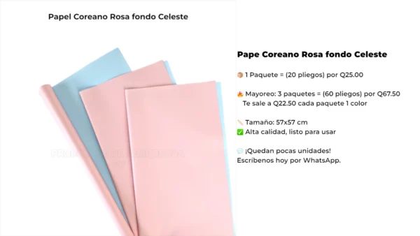 Papel Coreano Rosa fondo Celeste