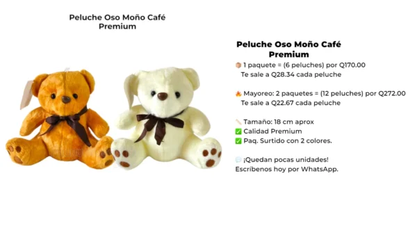 Peluche Oso Moño Café Premium